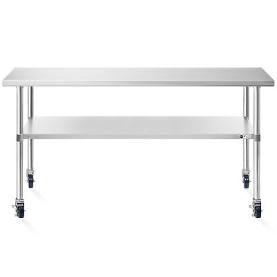 #ad 24x72 Stainless Steel Prep Table with Casters NSF Commercial Restaurant Kitchen