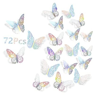 #ad 3D Butterfly Wall Decor 72Pcs 3 Sizes 3 Styles 72 Pcs 3 Styles Laser