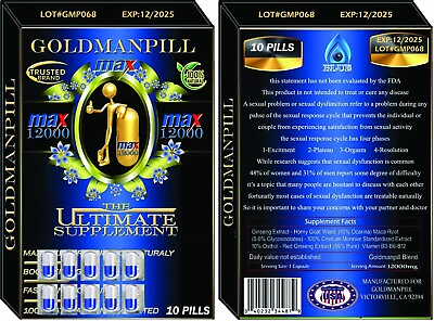 #ad 100% Original gold man blue 12000 a pack of 10 count buy 4 get 1 free