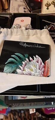 #ad Anuschka TROPICAL BIRD OF PARIDISE Hand Painted Credit Card Wallet Case