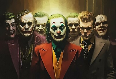 #ad Jokers Collage Framed Art Poster Joaquin Phoenix Heath Ledger Jared Leto NEW USA