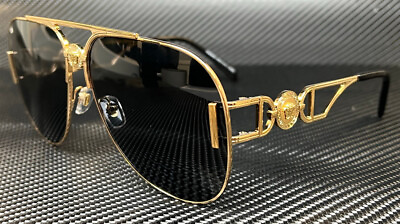 #ad VERSACE VE2255 100287 Gold Grey Unisex 63 mm Sunglasses