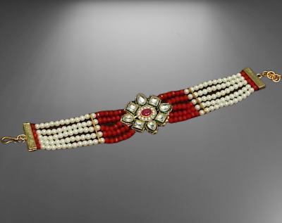 #ad Indian Bracelet Pearl amp; Kundan Beaded Designer Bridal Wrist Bracelet For Women