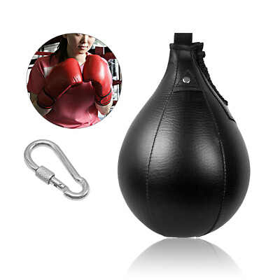 #ad Leather Speed Ball Training Punching Speed Bag Boxing MMA Pear Punch Bag USA