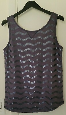 #ad NWOT ANTHROPOLOGIE SLEEVELESS TOP EMBELLISHED SEQUINS M Purple 100% cotton
