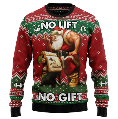 #ad No Lift No Gift Ugly Christmas Sweater Santa Sweater Unisex Sweater Size S 5XL