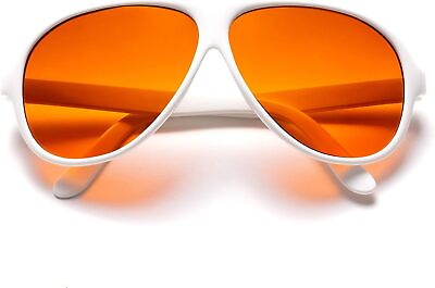 #ad BluBlocker White Original Aviator Sunglasses with Scratch Resistant Lens Bloc