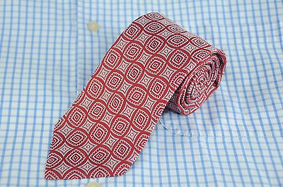 #ad Hugo Boss Men#x27;s Tie Red amp; Pewter Geometric Silk Woven Necktie