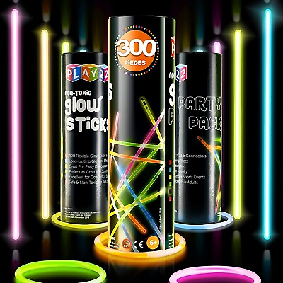 #ad Glow Sticks Bulk 300 Pack 8” Ultra Bright Glow Sticks Party Pack Multicolor