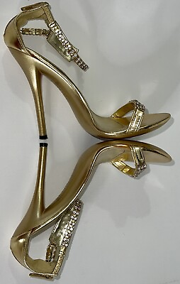 #ad Pleaser 4” Stiletto Heels Gold Embellished Rhinestone Jewels Women#x27;s Size 5