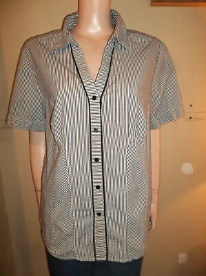 #ad CATO PLUS SIZE SHORT SLEEVE STRIPED FITTED SHIRT 22 24W NEW