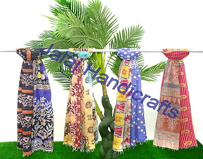 #ad Kantha Scarves Indian Handmade Reversible 18x72 Neck Wrap 5 to 50 Pcs Wholesale