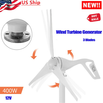 #ad 400W Wind Turbine Generator DC 12V 3 Blades Charger Controller Windmill Power