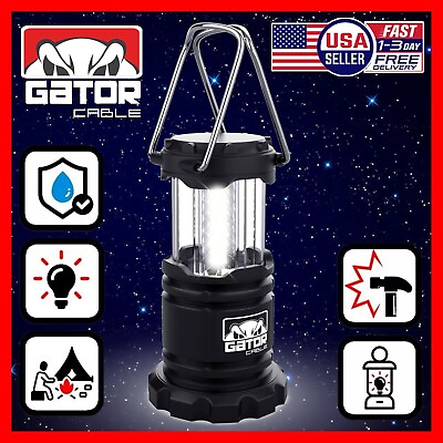 #ad Camping LED Bright Hurricane Lantern Light Lamp Portable Collapsible Battery