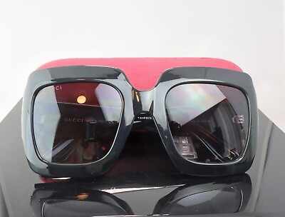 #ad Gucci GG0053S Black Grey Lens Square Oversized Sunglasses 100% UV