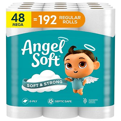 #ad Angel Soft Toilet Paper 48 Mega Rolls 192 Regular Rolls 2 Ply Bath Tissue 1
