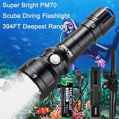 #ad Scuba Diving Flashlight Waterproof Underwater 394ft Powerful LED Dive Torch Lamp