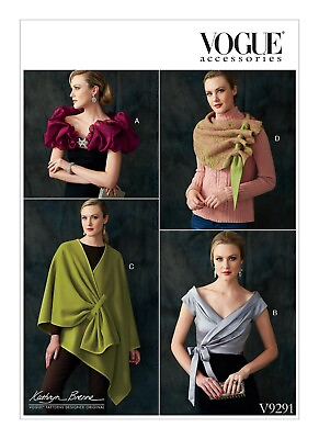 #ad V9291 Sewing Pattern Wrap Shrug Scarf Top Designer Kathryn Brenne Vogue 9291