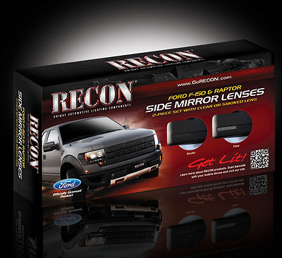 #ad Recon SMOKED Side Mirror Lenses for 09 14 Ford F150 amp;Raptor 264240BK