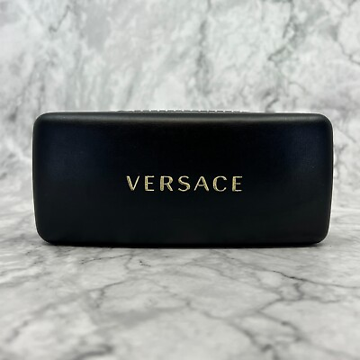 #ad Versace Black Gold Hard Eyeglasses Sunglasses Shell Clamshell large Case