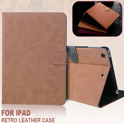 #ad Retro Leather Slim Case Smart Cover For iPad 4 5 6 7 8 9 Air Pro Mini Flip Stand