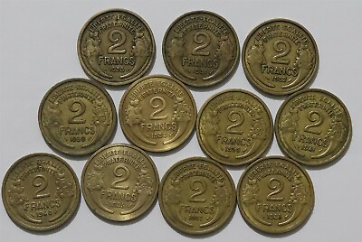 #ad FRANCE 2 FRANCS COLLECTION 1931 1941 WITH KEY DATES B43 WP30