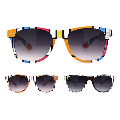 #ad Hipster Geometric Art Print Horn Rim Sunglasses