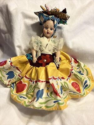 #ad Vintage Island Jamaica Doll 8” Moving Eyes with Shell Head Dress amp; Jewelry