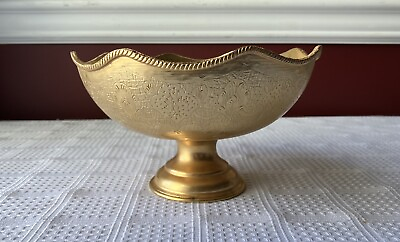 #ad VTG Arabic Turkish Gold Tone Footed Brass Bowl 6 3 4quot; W. x 3 3 4quot; T.