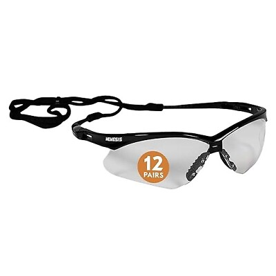 #ad KleenGuard Nemesis Safety Glasses Black Clear Uncoated 25676 12 pack