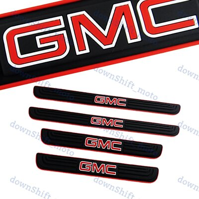 #ad 4PCS Black Rubber Car Door Scuff Sill Cover Panel Step Protector For GMC