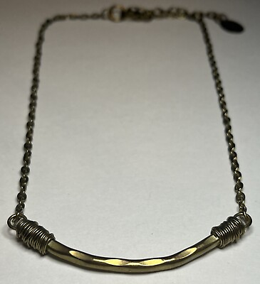 #ad ZAD Gold Tone Chain Link Necklace With Curved And Accented Pendant Vintage