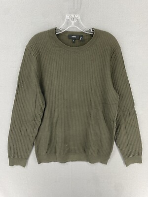 #ad Theory Sweater Mens Size Medium Green Crew Neck Knit Pullover Sweatshirt $24.99