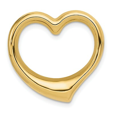 #ad 14K Yellow Gold Heart Charm Pendant Slide