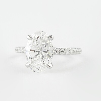 #ad Engagement Diamond Ring Oval 1.02 Ct IGI GIA Certified Lab Grown 14K White Gold