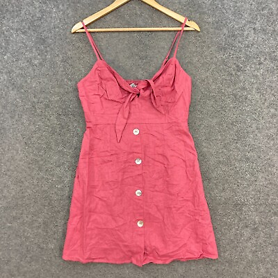 #ad NEW Piping Hot Womens Dress Size 12 Pink Fits Smaller Sleeveless Linen Mix 28516