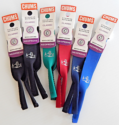#ad CHUMS Classic *6 COUNT* Lot Floating Neoprene Eyewear Retainer Sunglasses Strap
