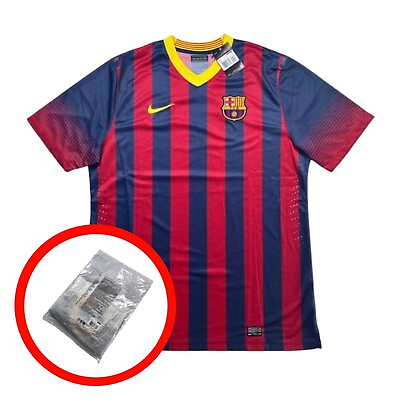 #ad New BARCELONA FC 2013 14 Nike Home Football Shirt 2XL Player Match Soccer Jersey