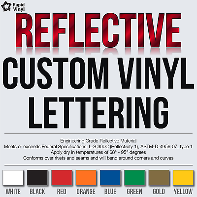 #ad Custom Reflective Vinyl Lettering Decal Sticker Car Van Truck Trailer Window $139.99
