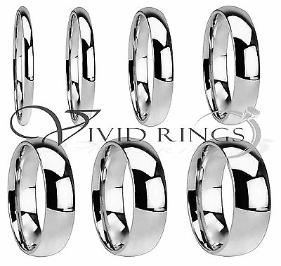#ad Stainless Steel Ring High Polish Wedding Band Size 3.5 to 14.5