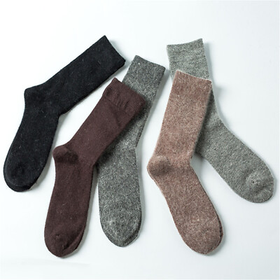 #ad 1 Pairs Angora Cashmere Wool Sock Mens Socks Comfortable Warm Pure Color Black