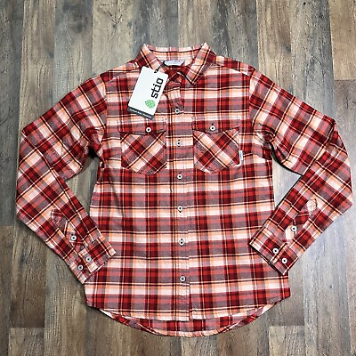 #ad NWT STIO Women’s Small Willow Midweight Sunset Plaid 100% Organic Flannel Shirt
