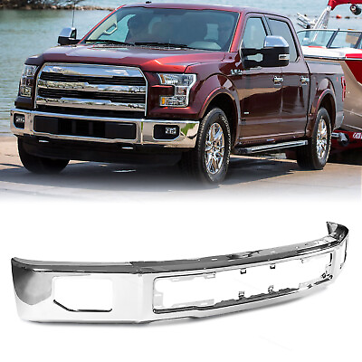 #ad Steel Front Bumper Face Bar Chrome With Fog Lamp Holes Fits 2015 2017 Ford F 150