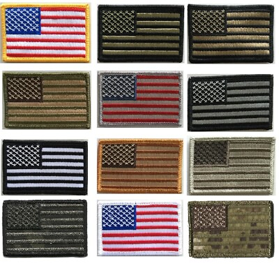 #ad VELCRO® BRAND Fastener Morale HOOK PATCH USA US Flag Forward Facing Patches 3x2quot;