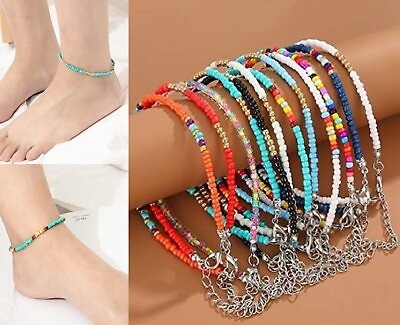 #ad Handmade Beaded Multi Color Beads Anklets Ankle Collection Adjustable Size