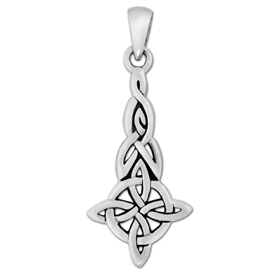#ad Sterling Silver Celtic Quaternary Witches Knot Pendant Symbol of Protection