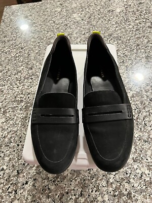 #ad New Cole Haan Women`s Size 10B Grand Suede Black and Yellow Penny Loafers