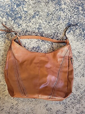 #ad LADIES HANDBAG BROWN LEATHER Large Tote Tan Hobo Purse Single Strap With Pockets