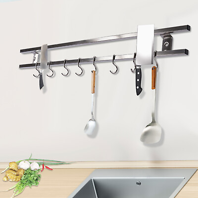 #ad 1* Double bar Tool Holder Kitchen Utensil Holder Slideable and Removable Hooks