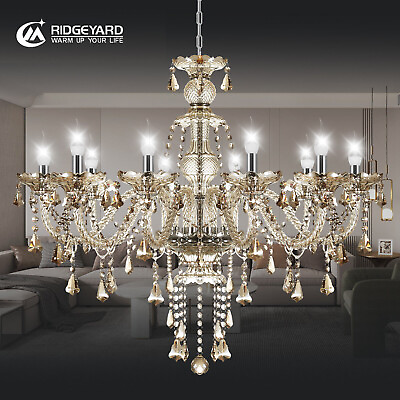 #ad Elegant 10 Lights Crystal Glass Chandelier Pendant Ceiling Lighting Fixture E12